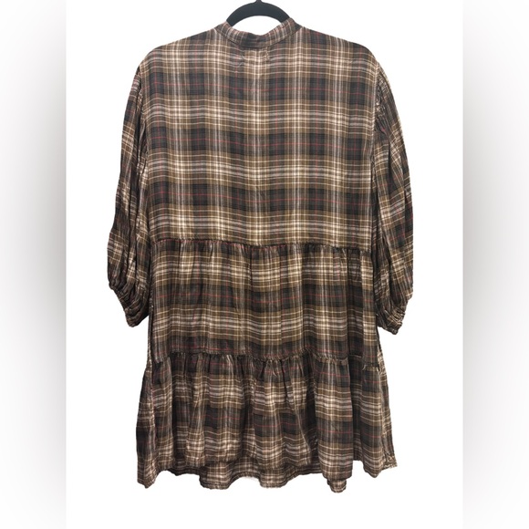 Max Studio NWT Brown plaid shirt dress with buttons and pockets, so comfy! - Picture 3 of 10